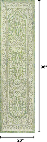 Miniatura 2 de Eyely BMS101H-28 - Alfombra de pasillo con textura de medallón de Santa Monica Sinji, para interiores y exteriores, estilo costero, bohemio, crema
