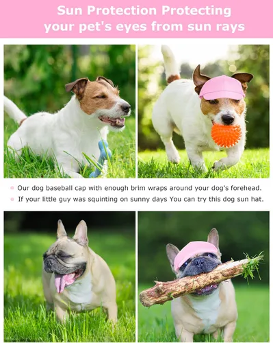 Miniatura 2 de Sombrero para perros pequeños y medianos, sombreros para perros hembras y machos, sombrero ajustable para perro, sombrero de sol para cachorros, Rosa