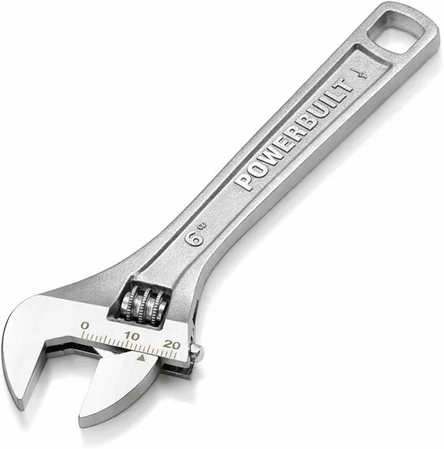 Miniatura 8 de Powerbuilt Llave ajustable de 4 pulgadas, llave de fontanería de apertura de mandíbula ancha, marcas de mandíbula preajuste fácil de leer, mango