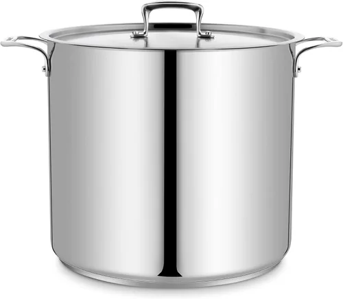 Miniatura 15 de Olla de acero inoxidable con tapa de 8 cuartos, acero inoxidable 18/8 duradero, base con unión por impacto para un calentamiento uniforme, asas