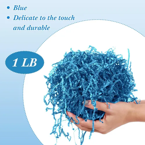 Miniatura 2 de Outus Papel de corte arrugado azul de 1 libra, papel triturado para cesta de regalo, graduación, césped, tisú, para Navidad, Pascua, boda