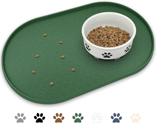 Miniatura 17 de KPWACD Alfombrilla de alimentación para mascotas para perros y gatos, alfombrilla de silicona antideslizante impermeable para perros, bandeja