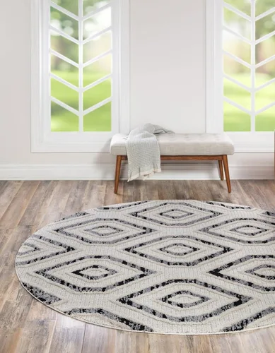 Miniatura 9 de Unique Loom Cherokee Collection Gatlinburg - Alfombra rectangular de 2 x 3 pies 1 pulgada, color blanco y negro
