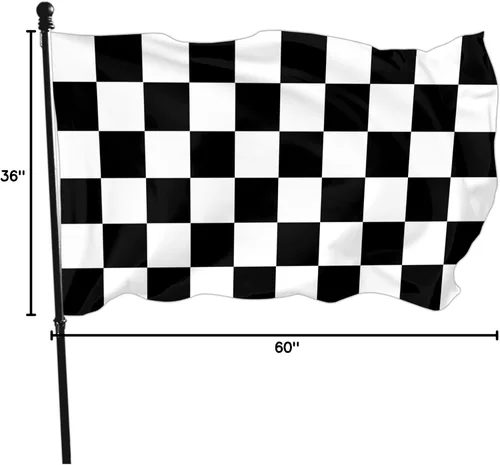 Miniatura 6 de Bandera a cuadros de doble cara de 3 x 5 pulgadas, banderas de carreras en blanco y negro, divertida bandera de vacaciones para interiores