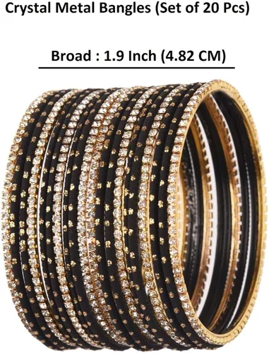 Miniatura 5 de Efulgenz Indian Bangle Set Rhinestone CZ Plain Metal Bracelet Bangle Jewelry for Women