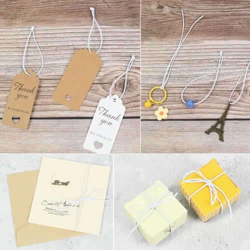 Miniatura 7 de Cordón Elástico Blanco, 328 Pies 2mm de Hilo Elástico para Pulsera, Collar, Fabricación de Joyería, Cuentas y Manualidades