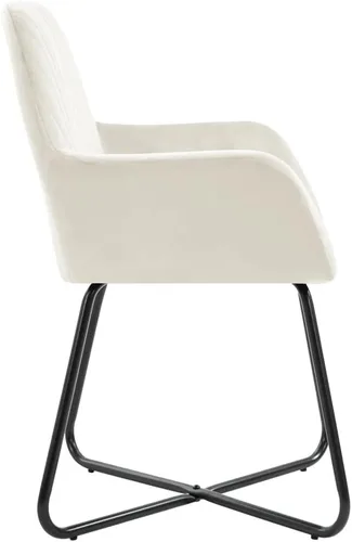 Miniatura 5 de Dining Chair Set of 2 Cream Velvet Upholstered Chairs with Sturdy Steel Frame and Ergonomic Design for Dining Room Kitchen and Living Room Cream a