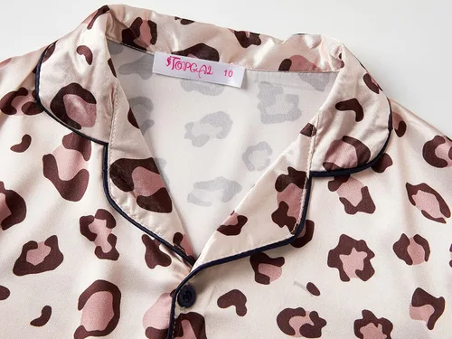 Miniatura 2 de Pijama de satén para niñas, estilo de unicornio y gato, conjunto de pijama de seda con botones, talla 6-16
