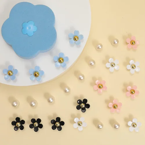 Miniatura 5 de Bellaqueo 18 dijes de flores de margarita para zapatos, dijes decorativos de perlas para mujer, sandalias de zueco, accesorios de flores acrílicas