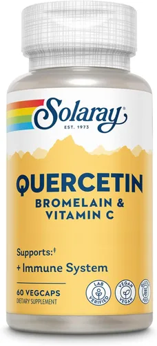 SOLARAY Quercetina con Bromelina y Vitamina C - Suplemento de Apoyo Inmunológico - Complejo Antioxidante y para la Salud del Corazón con Quercetina