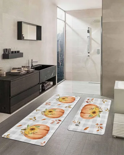 Miniatura 2 de Tapete de baño de calabaza para bañera, antideslizante, de secado rápido y absorbente, tierra de diatomeas, fregadero, dormitorio, cocina, lavable