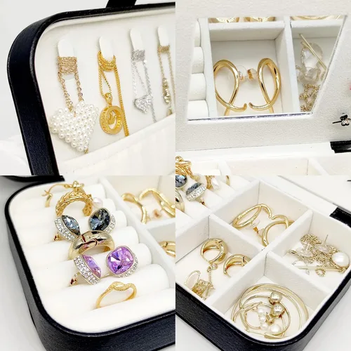 Miniatura 4 de Zoe sunny - Joyero para niñas, organizador de joyas, mini estuche de viaje, pequeño, portátil, para collares, pulseras, aretes, anillos