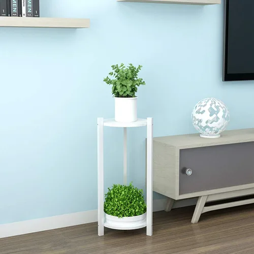 Miniatura 7 de Diseño de doble capa interior de soporte de flores,Soporte de maceta de madera maciza,Sala de estar Balcón Planta Soporte impermeable a prueba