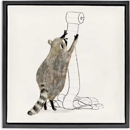 Miniatura 12 de Stupell Industries Papel higiénico de mapache acaparador de animales del bosque, diseño de Victoria Barnes, arte de pared enmarcado negro, 12 x 12