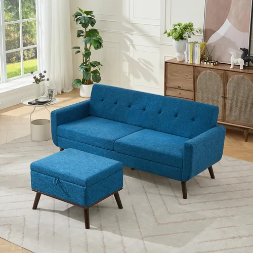 Miniatura 37 de Tbfit Sofá en Forma de L, Sofás Seccionales Modernos de Mediados de Siglo de 80" de Ancho, Sofás de 3 Plazas con Chaise Lounge Amplio, Sofá Beige