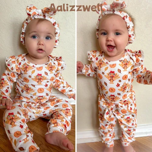 Miniatura 100 de Aalizzwell Conjunto de mameluco acanalado para bebé recién nacido prematuro para otoño e invierno