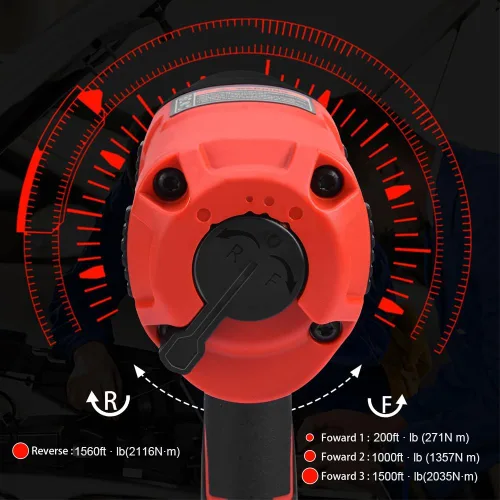 Miniatura 4 de Llave de impacto de aire de 1/2 pulgada, par máximo de 1560 ft-lbs, diseño ligero de 4.4 lb, pistola de impacto de aire incluye 11 piezas de juego