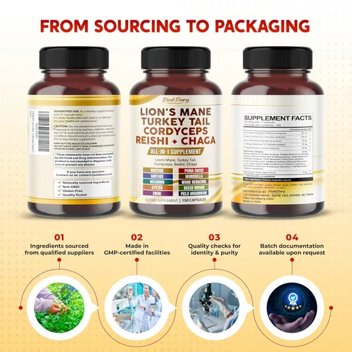 Miniatura 8 de Lion's Mane Turkey Tail Cordyceps Reishi Chaga - Apoyo al Bienestar General