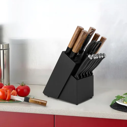 Miniatura 7 de RedCall Soporte Universal para Cuchillos, Bloque de Cuchillos de Madera Bambú Grande sin Cuchillos, Soporte Universal para Cuchillos de 14 Ranuras
