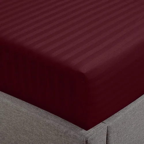 Miniatura 21 de Feather & Stitch - Sábana bajera ajustable de 100 % algodón, tejido satén de damasco, transpirable a rayas, sábana elástica para colchón de 18