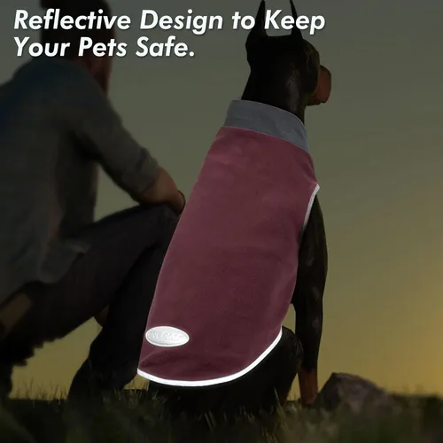 Miniatura 6 de cyeollo Paquete de 2 suéteres elásticos de forro polar para perro, chaqueta reflectante de invierno para perros, suéteres para perros medianos