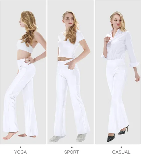 Miniatura 3 de Zeronic Pantalones de yoga con corte de bota para mujer con bolsillos, cintura alta, pantalones de entrenamiento para correr, control de abdomen