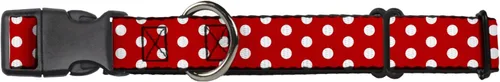 Buckle-Down Martingale - Collar para perro, diseño de lunares de Minnie Mouse, rojo/blanco, 1.5 pulgadas de ancho, se adapta a tamaños de cuello de