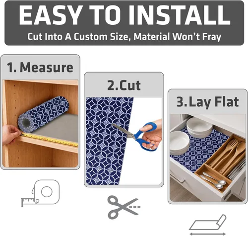Miniatura 5 de Drymate Forro de lujo para estantes y cajones, tela acolchada gruesa, no adhesiva, absorbente, impermeable, antideslizante, forros para armarios
