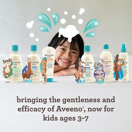 Miniatura 5 de Aveeno Kids Champú y acondicionador hidratante 2 en 1, limpia, acondiciona y desenreda suavemente el cabello de los niños, formulado con extracto