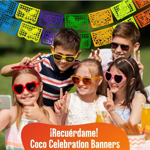 Miniatura 2 de Decoraciones de fiesta de Coco – Juego de pancartas de papel picado de plástico (paquete de 2, 10 banderas por pancarta) – Decoración mexicana
