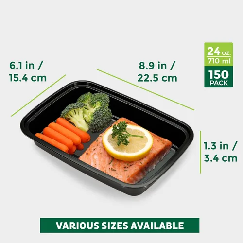 Miniatura 4 de Freshware - Recipientes para comida preparada, 150 unidades, 1 compartimento para almacenar comida, contenedores con tapas, caja Bento, libre