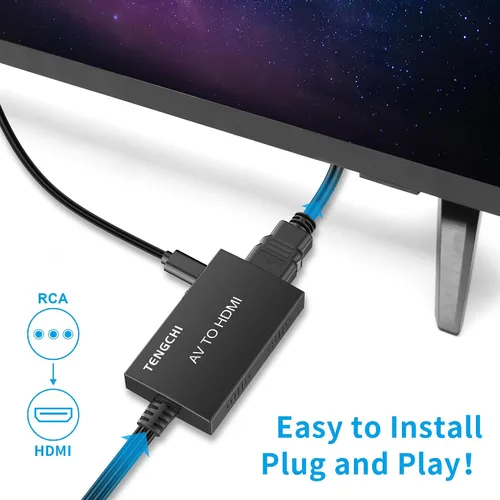 Miniatura 8 de Tengchi Convertidor RCA a HDMI, adaptador compuesto a HDMI compatible con 1080P PAL/NTSC compatible con PS One, PS2, PS3, STB, Xbox, VHS, VCR