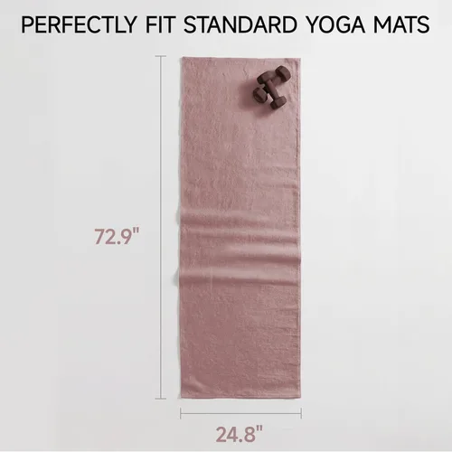 Miniatura 6 de Toalla para esterilla de yoga, microfibra antideslizante para yoga caliente y pilates, súper absorbente, ligera y lavable a máquina, 72 x 25 Gris