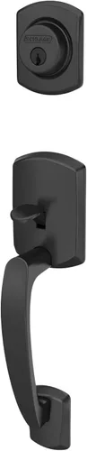Miniatura 7 de Schlage F58 GRW 622 Greenwich - Manija de entrada exterior de un solo cilindro, negro mate (solo mitad exterior)