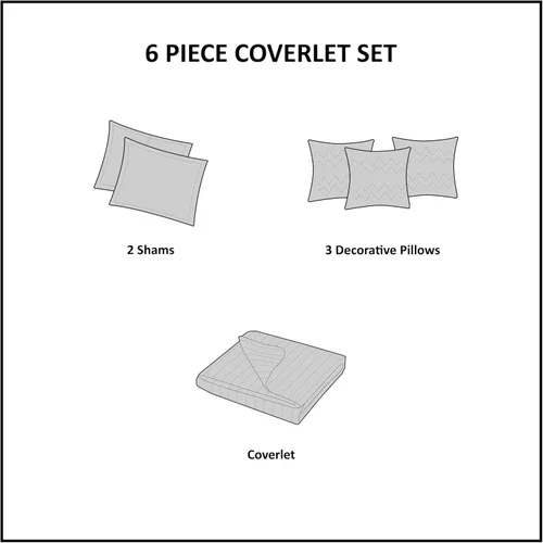 Miniatura 5 de Madison Park - Juego de edredón Cottage con diseño costero, juego de 6 piezas - Para todas las estaciones, colcha ligera para cama, fundas, fundas