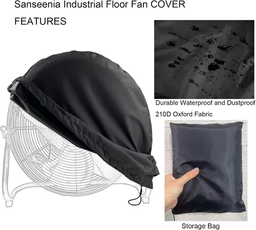 Miniatura 5 de Cubierta de ventilador de piso industrial, cubierta de ventilador impermeable y a prueba de polvo, apta para la mayoría de ventiladores de piso