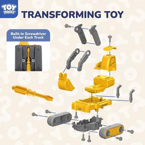 Miniatura 3 de TOY Life Juguetes para niños de 3, 4, 5, 6, 7 años, vehículos de construcción, robots transformadores, juguetes para niños, 5 en 1, juguetes