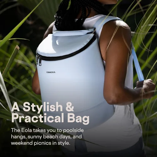 Miniatura 6 de Corkcicle EOLA Mochila enfriadora, bolsa aislante impermeable y a prueba de fugas, perfecta para vino, cerveza y bolsas de hielo Verde mar