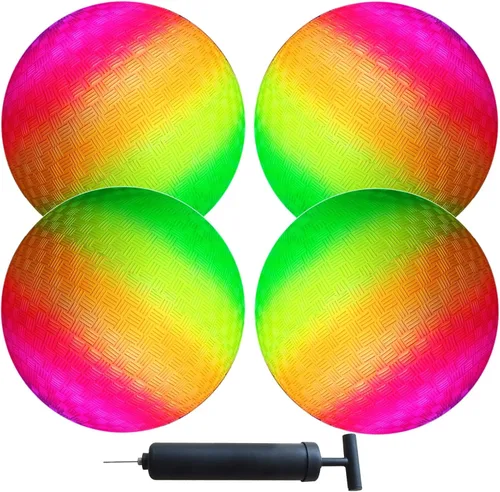 Miniatura 9 de AppleRound Bolas de juego Dodgeball de 8.5 pulgadas, paquete de 4 bolas con 1 bomba, tamaño oficial para Dodge Ball, balonmano, campamentos y Verde