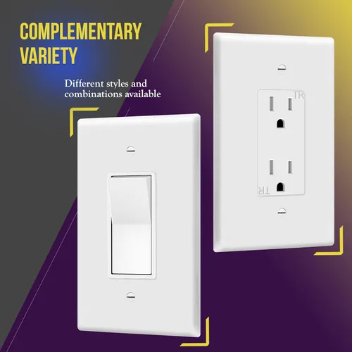Miniatura 3 de ENERLITES Interruptor de luz decorativo o placa de pared para toma de receptáculo, sobre-tamaño de 1 banda 5.5" x 3.5", policarbonato termoplástico