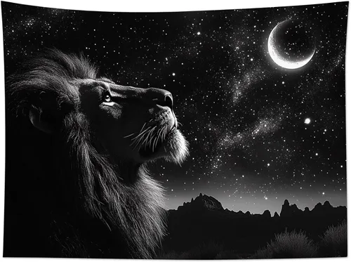 Miniatura 24 de HVEST Tapiz de pared de lobo para colgar en la pared, tapiz de animales salvajes, lobos aullidos en tapices nevados, escena de nieve de invierno
