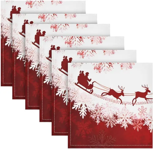 Miniatura 6 de Paquete de 6 servilletas de tela, servilletas lavables de Navidad, ideales para bodas, fiestas, cenas de vacaciones, 20 x 20 pulgadas Patrón 3