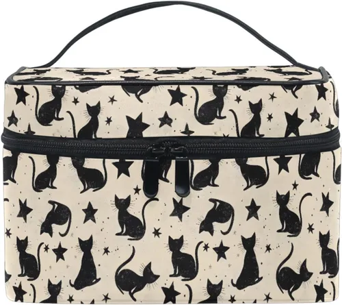 Miniatura 15 de Bolsa de Maquillaje, Estuche de Maquillaje Organizador de Viaje con Diseño de Calavera y Flores, Estuche de Cosméticos, Bolsas de Aseo para Niñas