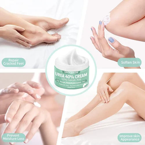 Miniatura 5 de Grocerism Crema de urea 40 por ciento para pies más 2% ácido salicílico 8.82 onzas Crema de pies y manos de máxima fuerza con ácido hialurónico