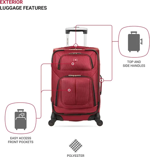 Miniatura 3 de SwissGear Equipaje expandible Sion Softside, Borgoña, 3 Piece Set (212527), Sion Softside - Equipaje expandible
