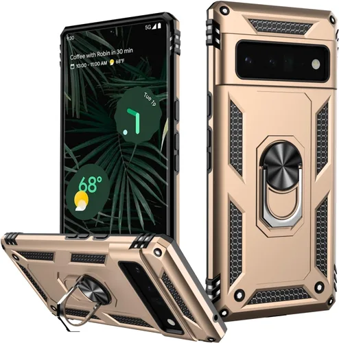 Miniatura 46 de LUMARKE Funda para Google Pixel 5 con protector de pantalla, pasa 16 pies, probada en caídas, grado militar, con soporte de anillo magnético, Rojo