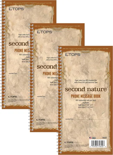 Miniatura 6 de TOPS Bloc de mensajes para teléfono, libro de llamadas, papel autocopiativo 2 partes, 2 3/4 x 5, 400 formularios - 74620, blanco