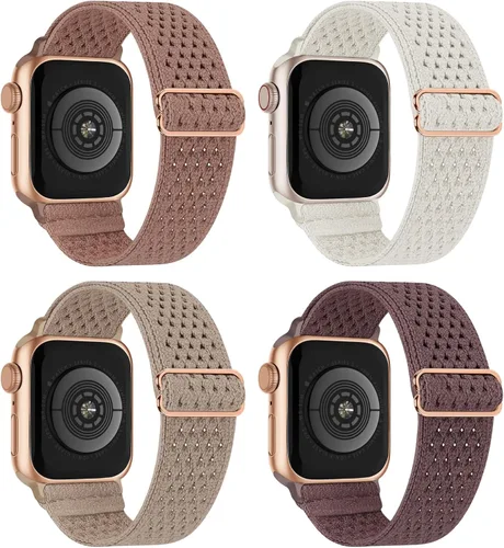 Miniatura 11 de Paquete de 4 correas elásticas Solo Loop compatibles con Apple Watch de 1.496 pulgadas, 1.575 pulgadas, 1.614 pulgadas, 1.654 pulgadas, 1.732