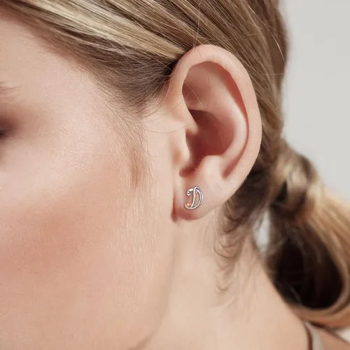 Miniatura 3 de CELESTIA 925 Sterling Silver Initial Earrings 26 Letter with Rose Gold Heart Earrings Studs