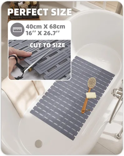 Miniatura 6 de Color&Geometry Tapete de ducha de 16 x 27 pulgadas, tapete antideslizante con ventosas, tapete de baño para suelo de ducha/ducha interior, secado